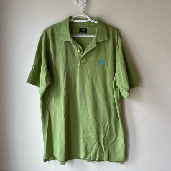 IZOD Green Polo Shirt Men’s Large | 100% Cotton Silk Wash Soft Knit Preppy Work - Picture 1 of 9